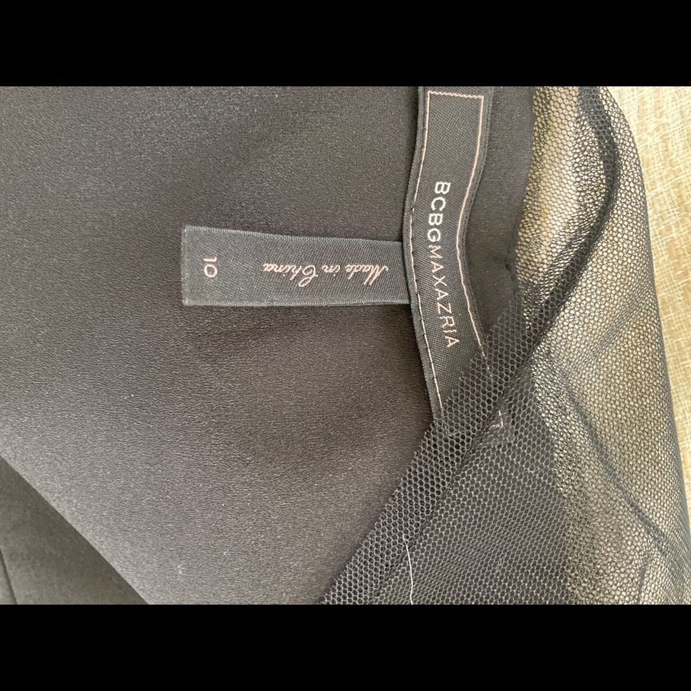 BCBG Black Mesh Sequence Pleated Dress - Picture 8 of 13